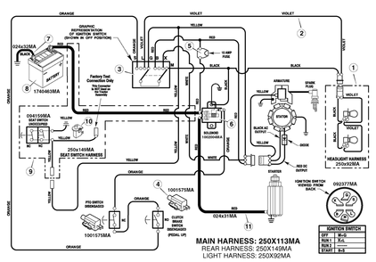 Electrical System Diagram and Parts List for 385003X108 2007 Briggs and Stratton Lawn Tractor